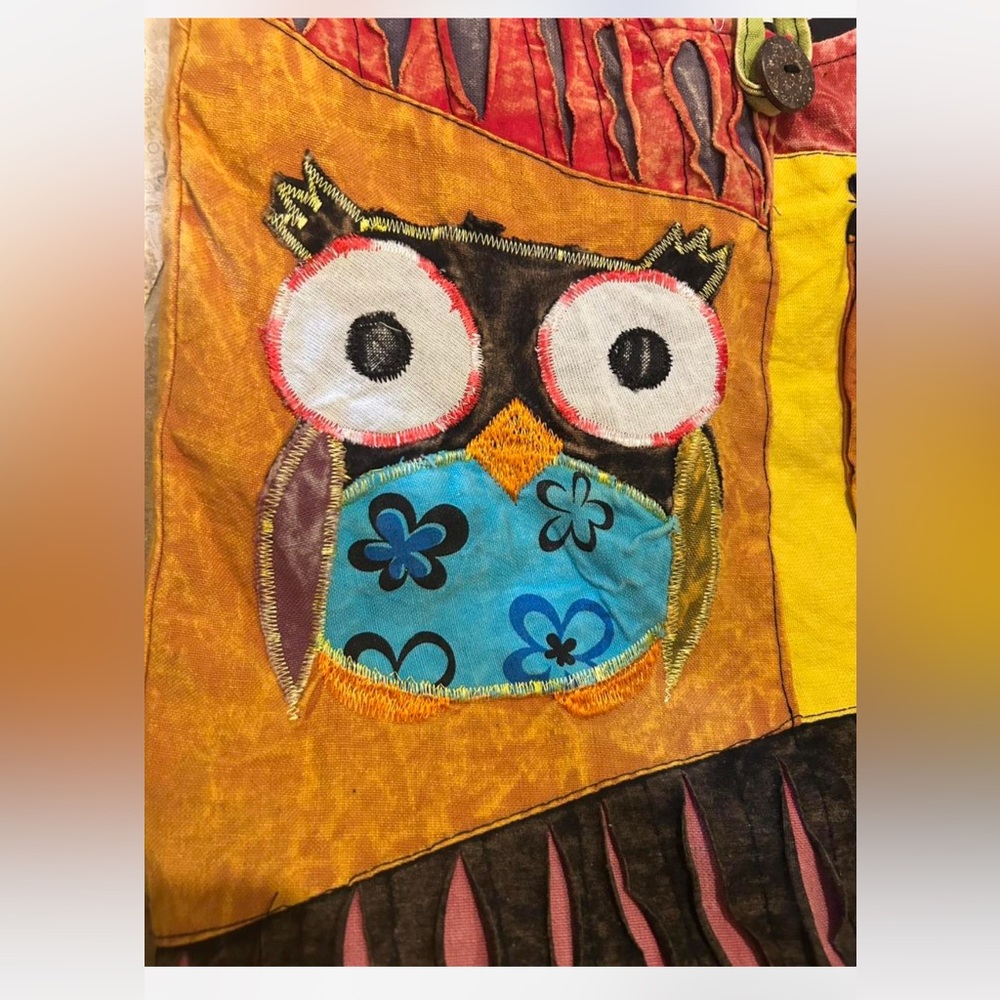 Colorful Owl Patchwork Shoulder Bag - Picture 4 of 8